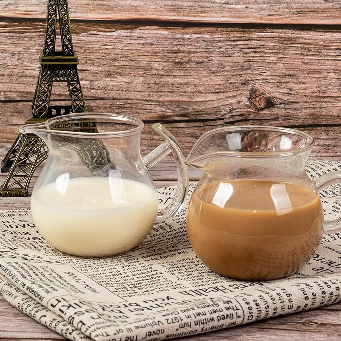 ELITEA Clear Glass Milk Tea Serving Pitcher Cream Pitcher Creamer Mug 200ml / 7 fl.oz for Tea Coffee