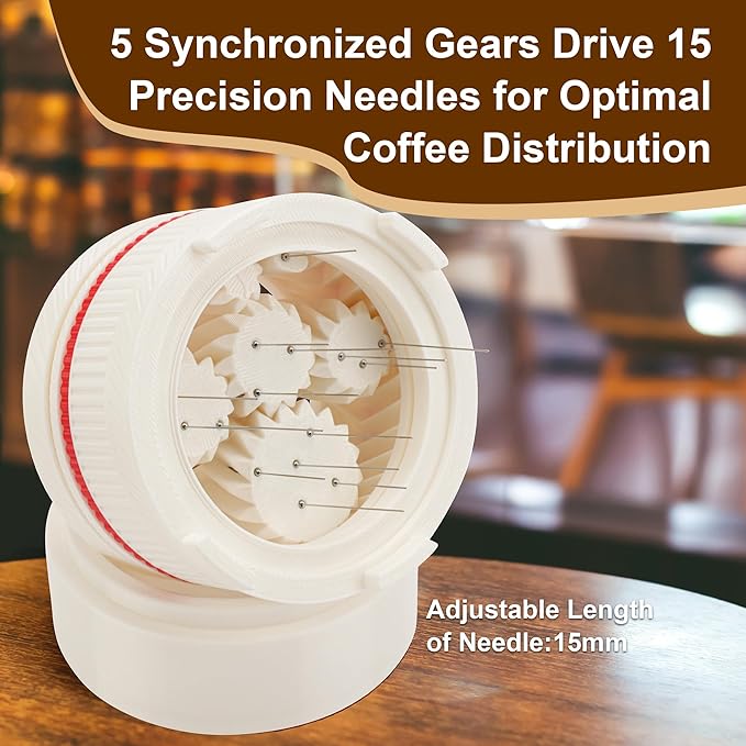 ShanSon WDT Espresso Tool with Brush Base Coffee Powder Distributor Needle WDT Tool for Barista Coffee Bar Espresso Distribution Tool,58mm,White&Red