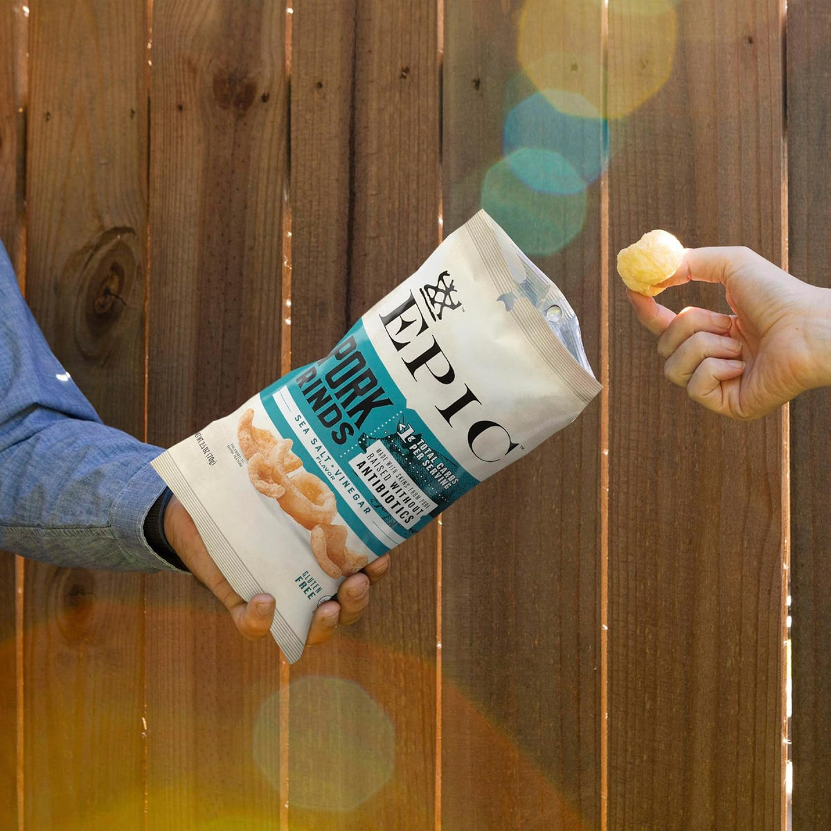 EPIC Sea Salt and Vinegar Pork Rinds, Keto Friendly, Protein Snacks, 2.5 oz