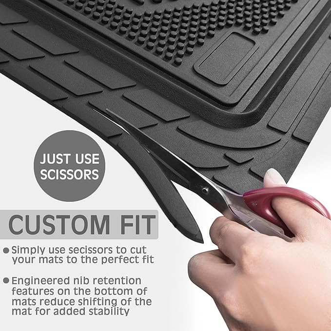 CAR PASS Heavy Duty Rubber Floor Mats 4-Piece Bling Car Mats Full Set - Universal Waterproof Floor Mats for SUV Truck, Durable All Weather Car Mats, Automotive Mats for Women Glitter Silver