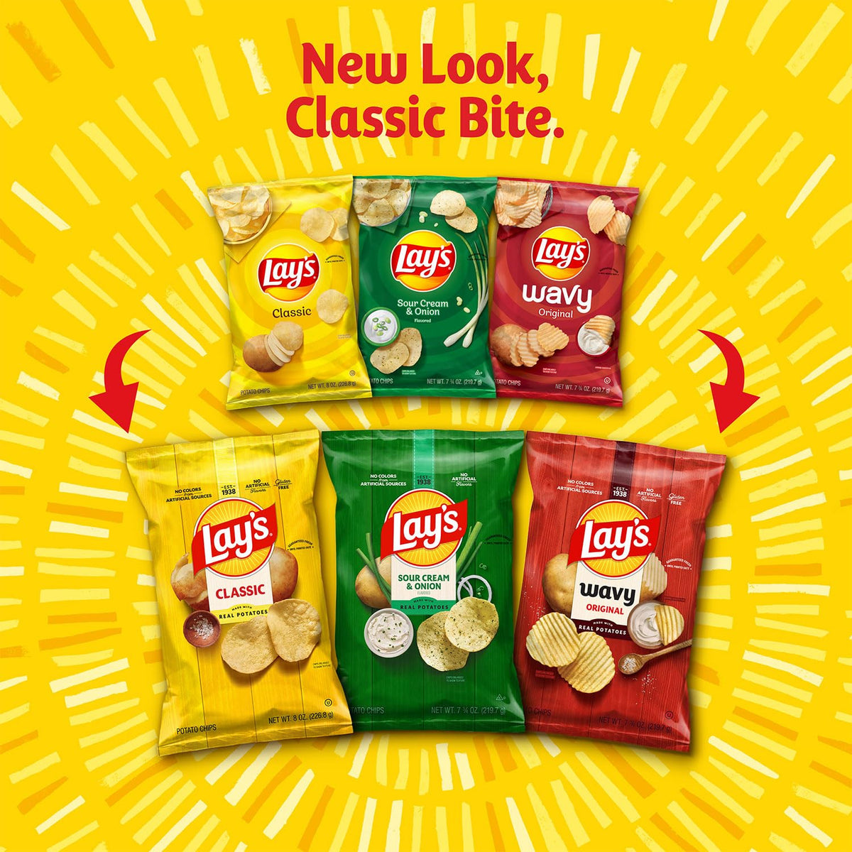 Frito-Lay Classic Mix Variety Pack, Single Serve Snack Bags (Pack of 21)