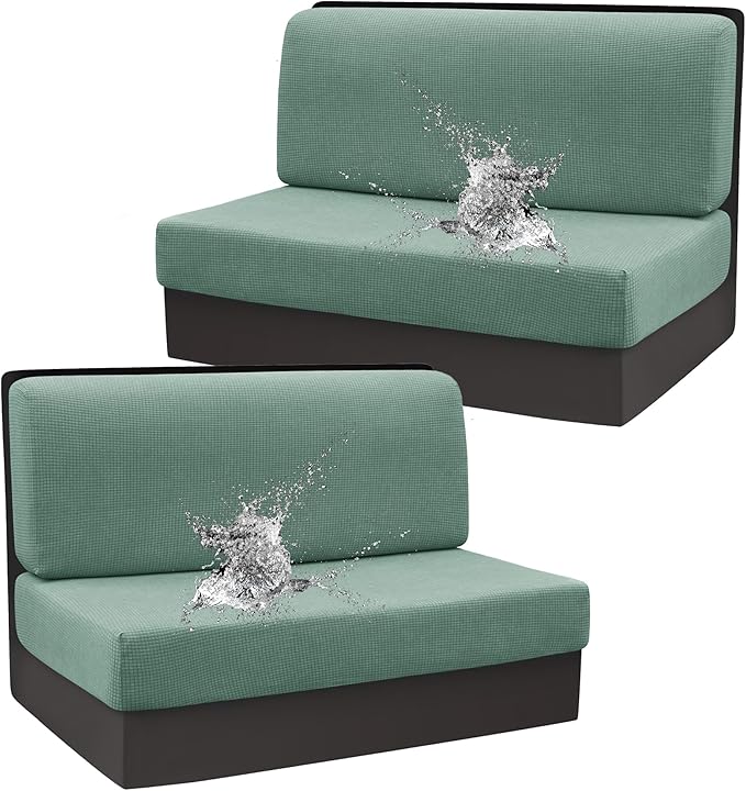 Stretch Rv Dinette Cushion Set, Booth Seats with 1 Backrest & 1 Bench Cover, 38 in Camper Dinette Booth Set,2 Set-Pine Green