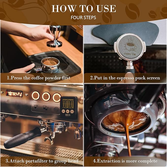 2 Packs 51mm Espresso Puck Screen with Stand, 1.7mm Thickness 150μm 316 Stainless Steel Reusable Coffee Filters Compatible with Espresso Machine 51mm Portafilter Basket