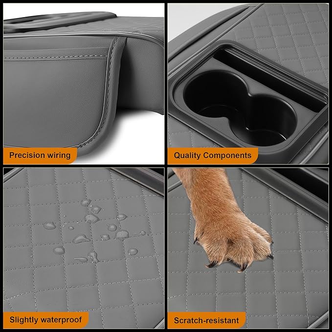 Car Armrest Cover Fit for Mazda Mazda 3 Upgrade Memory Foam Console Protector with Cup Holders and 2 Storage Pockets (Gray)