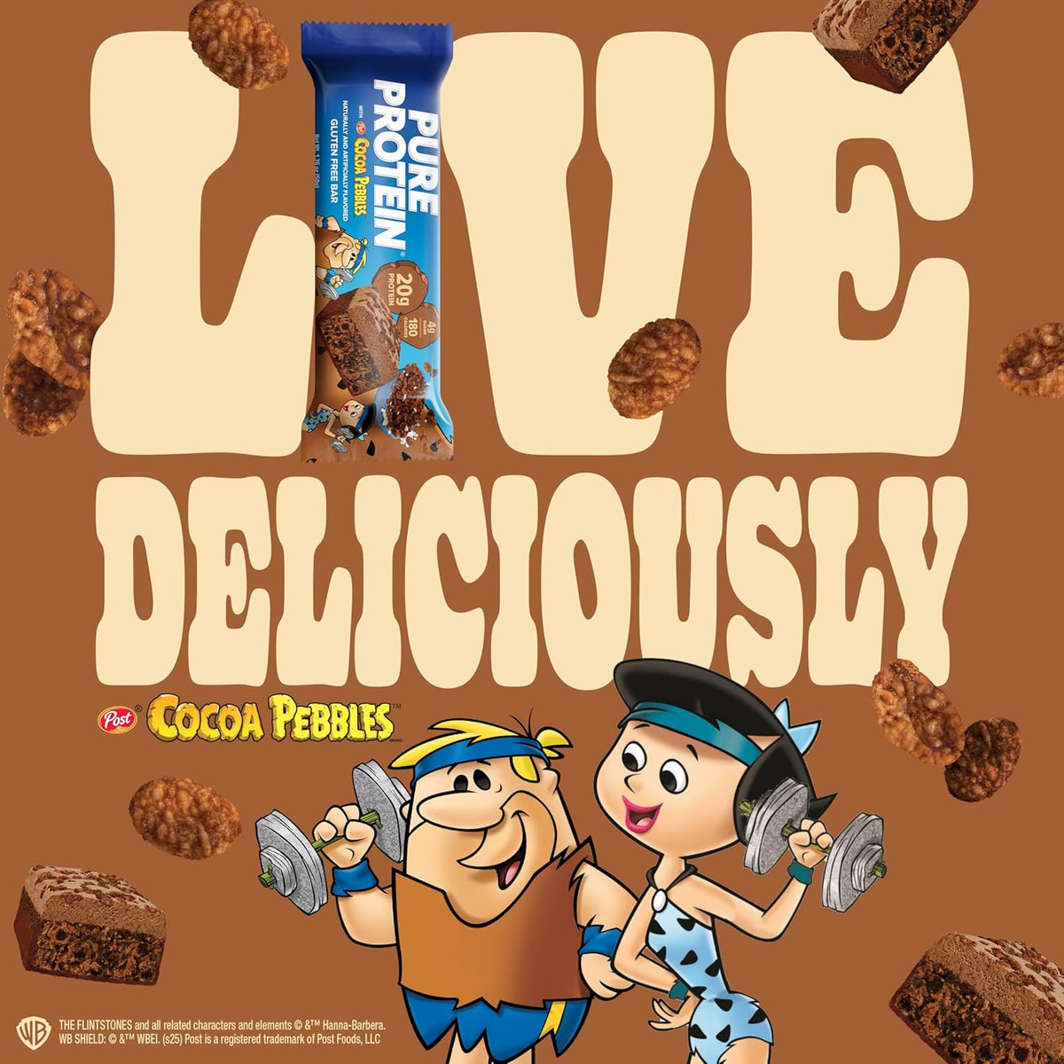 Pure Protein Cocoa PEBBLES™ Protein Bars – 20g Protein, 4g Sugar, 180 Calories (4 count) Low Sugar* High Protein Snack - Gluten Free - Perfect for a Healthy Snack.
