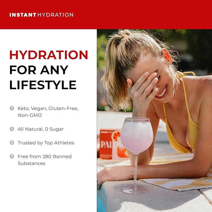 Instant Hydration Electrolytes Powder Packets - Paloma Electrolyte Drink Mix - Zero Sugar - Keto, Vegan, Gluten-Free, Non-GMO - Boost Recovery, Brain Health, Muscle & Tissue Support- 30 Sticks