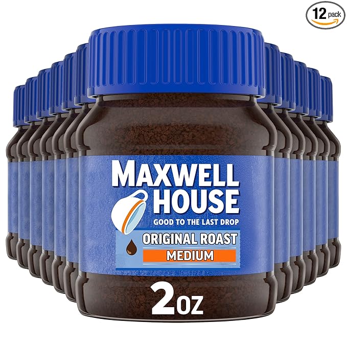 Maxwell House Original Medium Roast Instant Coffee (2 oz Jars, Pack of 12)