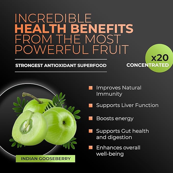 Amla Powder Superfood Supplement with Pumpkin Spice, 20x Ultra Concentrated Amla, Made with Cinnamon, Ginger, Nutmeg, Cloves, Allspice, Cardamom, Indian Gooseberries, Pumpkin Spice, 30 Servings