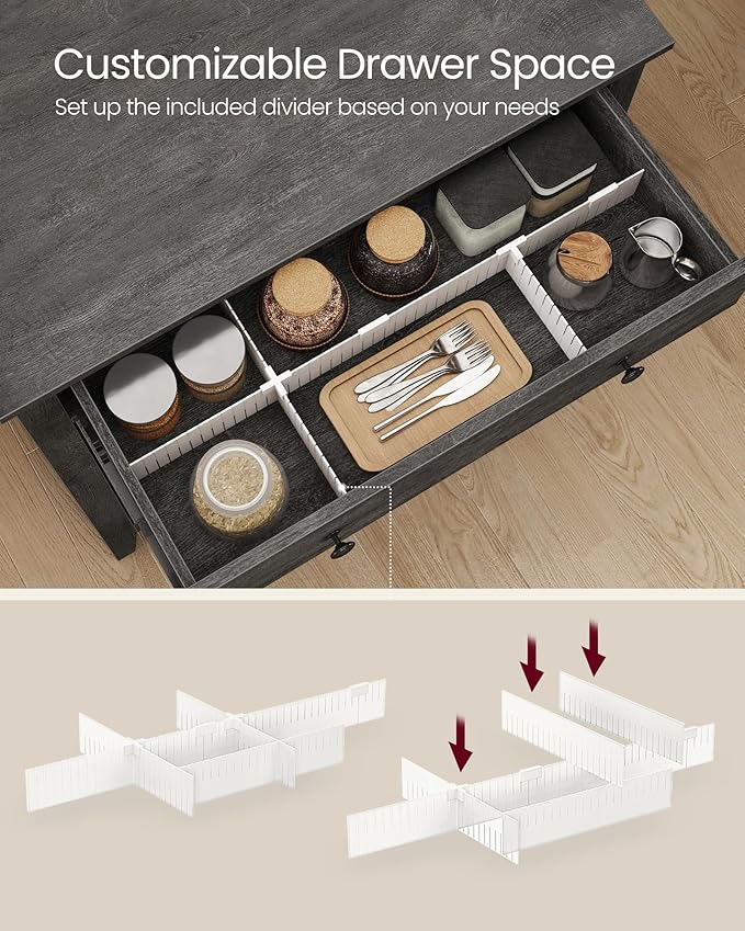 VASAGLE LIRY Collection - Buffet Cabinet, Coffee Bar Cabinet with a Drawer, Adjustable Shelf, Sideboard Storage with Cable Hole, Drawer Divider, Misty Gray UBBK341GW01S
