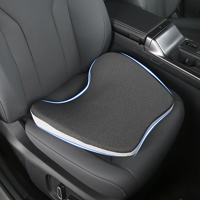 Car Seat Cushion, 2 in 1 Wedge Car Cushions or Lumbar Support for Driving, Extra Large Memory Foam Seat Cushion for Sciatica Pain Relief, Driver Seat Cushion for Car Truck, Black
