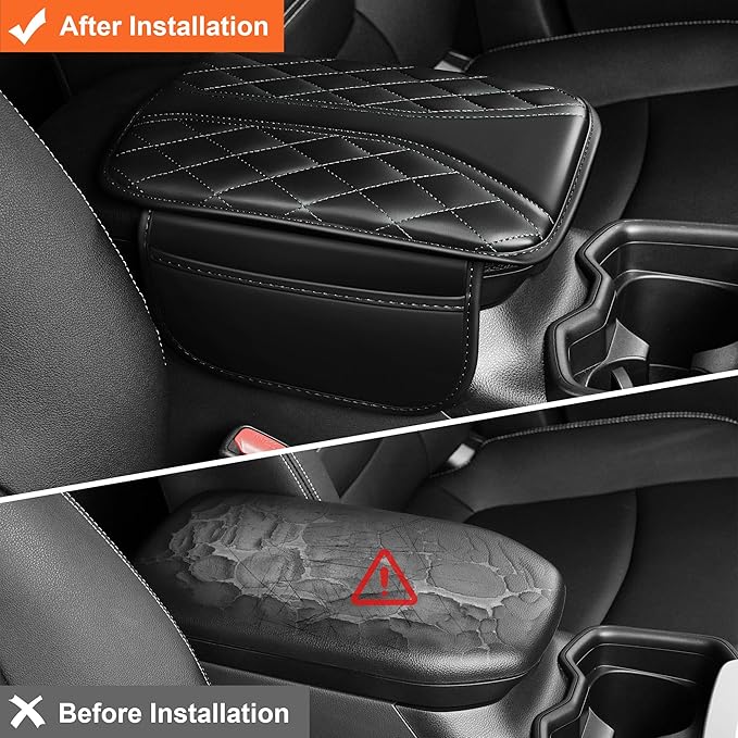 Center Console Cover Fit for Chevrolet/Chevy Malibu Waterproof Armrest Cover with Soft Leather,Anti-Scratch Auto Armrest Pad Accessory （Black