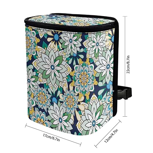 Mandala Floral Car Trash Can Easy to Install Car Trash Bag Hanging Lightweight Car Garbage Cans Interior Accessories for Most Cars SUV Truck Sedan