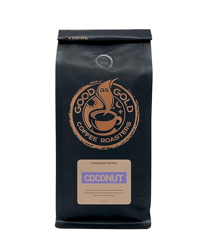 Good As Gold Coffee Roasters - Coconut Flavored Whole Bean Coffee, 12 Oz