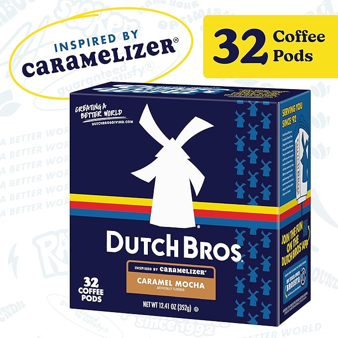 Dutch Bros Caramel Mocha Flavored Coffee inspired by Caramelizer®, 32 Count, Medium Roast, Single Serve Coffee Pods for Keurig K-Cup Brewers