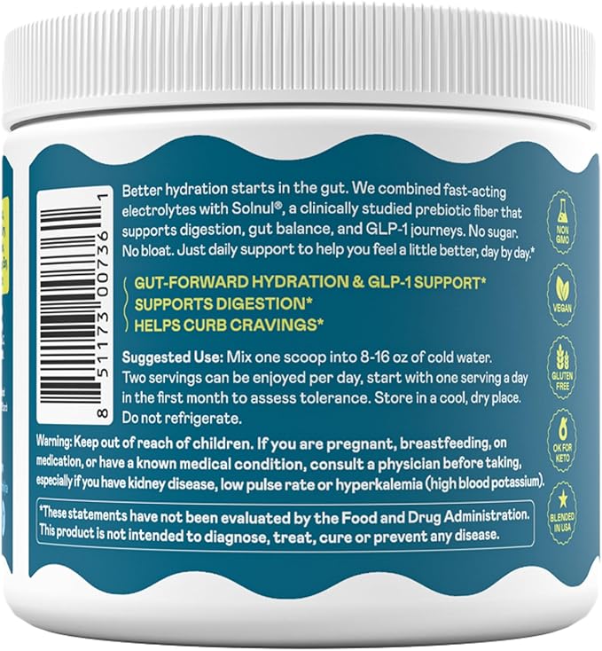 Hi-Lyte Gut Health Electrolyte Powder, Daily Hydration Supplement & Crave Killer, Pineapple Coconut, 45 Servings, Low Carb, Sugar-Free, Keto & Vegan | Plus Prebiotic Fiber for Digestive Wellness