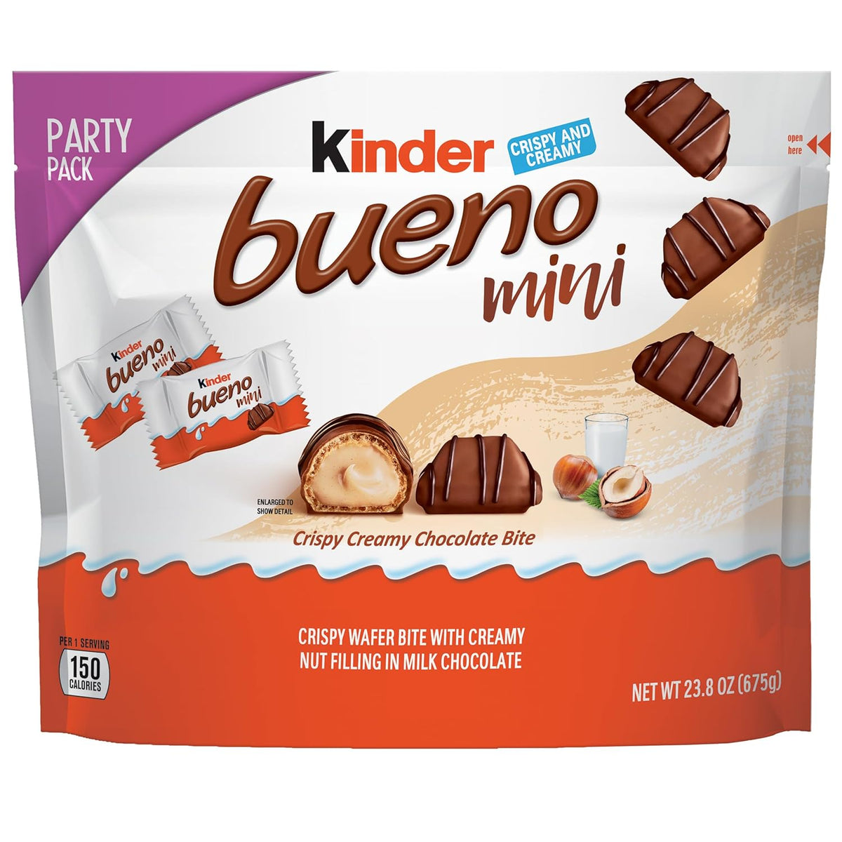 Kinder Bueno Mini Chocolate Bites with Crispy Wafer and Hazelnut Cream, Individually Wrapped, Party Pack, 23.8 oz