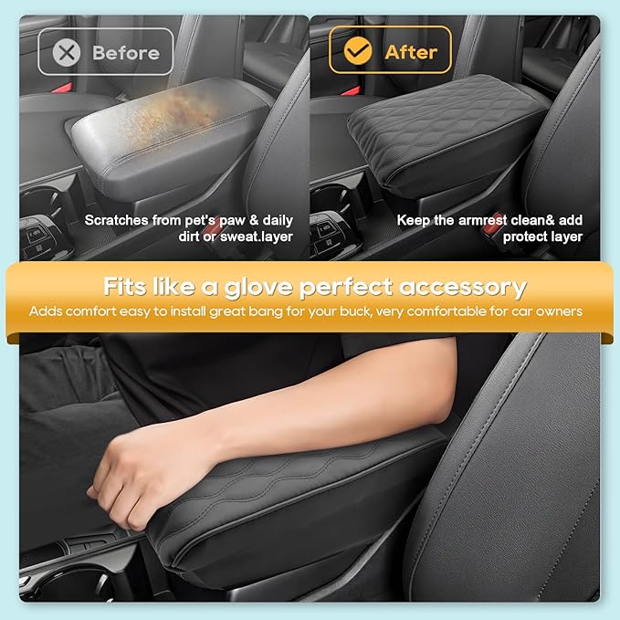 Armrest Cover for 2023-2026 Kia Sportage NQ5(LX/EX/X-Line/SX/SX Prestige/X-Pro/X-Pro Prestige) Kia Sportage NQ5 Accessories Center Console Cover Arm Rest Protector Middle Protector PU Leather,Non-Slip