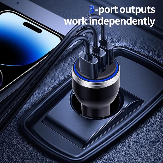 Car Charger for iPhone 16，90W 3-Port Charger Adapter for iPhone 16/16 Plus/16 Pro/16 Pro Max/15/14/Pro Max/AirPods4/ iPad Pro/Mini