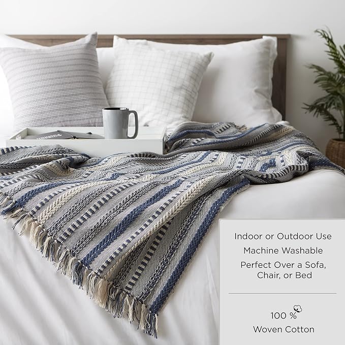 DII Braided Striped Throw, 50x60, Honey Gold