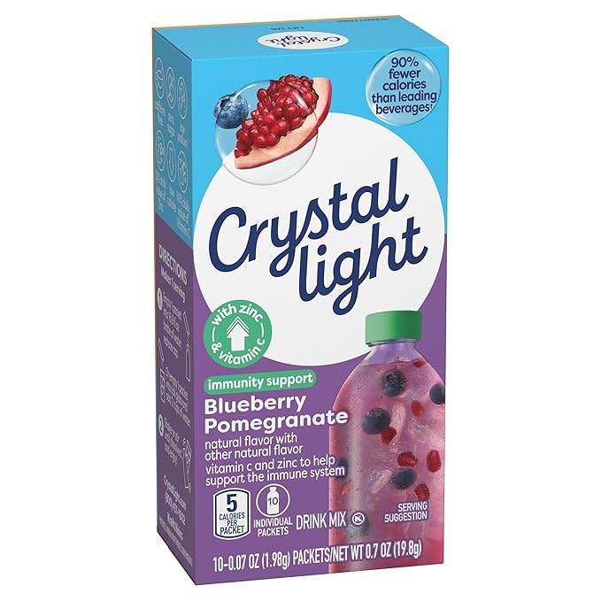 Crystal Light Immunity Support Blueberry Pomegranate naturally flavored with other natural flavor Powdered Drink Mix, .07 oz Packets, 10 per Box