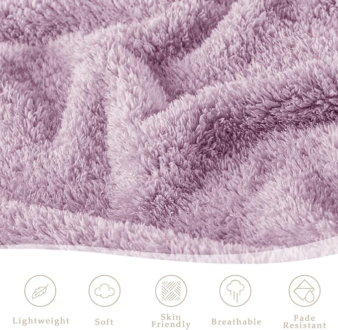 Exclusivo Mezcla Fleece Light Purple Throw Blanket for Couch Sofa, Ultra Soft, Lightweight and Fluffy Blankets for Women, All Season, 50x60 Inches