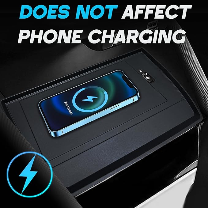 Center Console Wireless Charging Mat for 2025 Subaru Forester Accessories Non-Slip Console Inserts Charging Mats Protective Pad for Forester Waterproof Silicone Liner Black