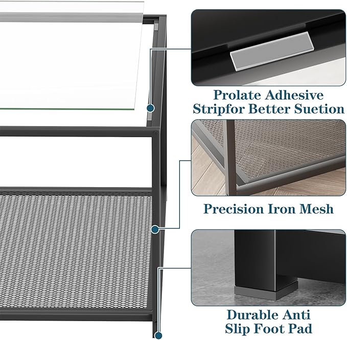 Black Glass Coffee Table, Square Coffee Tables with Storage Shelf, Simple Tea Cocktail Modern Center Tables for Small Space, Living Room, Easy Assembly, 26 * 26in（Black）