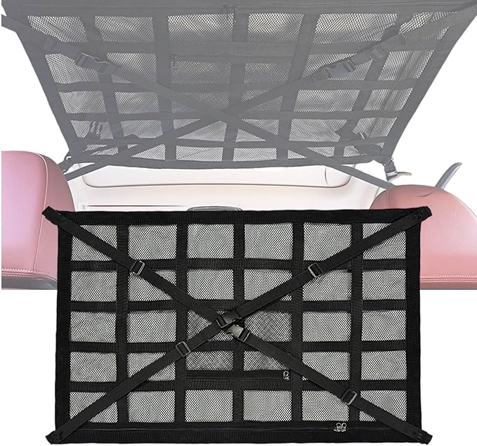 Overhead Car Organizer, Compatible with Chevrolet Silverado Pickup Truck 2019-2025 Car Roof Storage Net Universal Car Ceiling Storage for Camping Storage Bag,Black-Medium