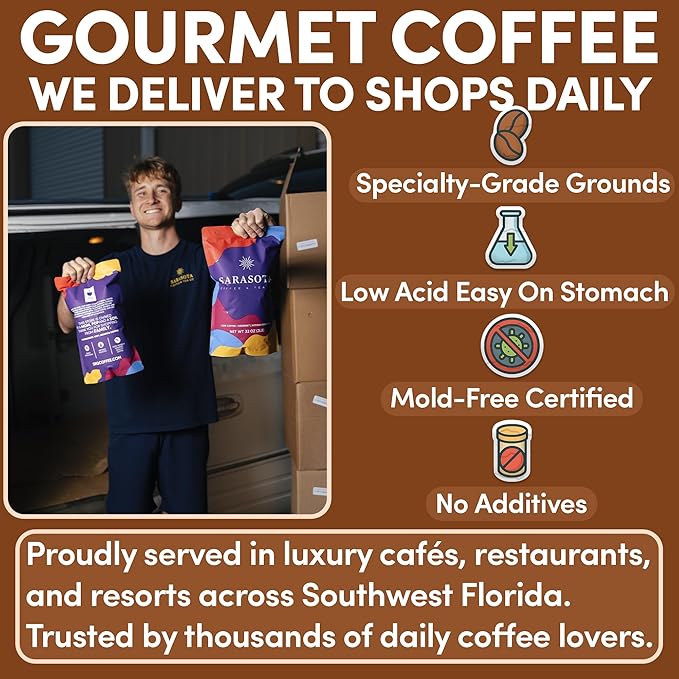 2 lb Caramel Ground Coffee | Caramel Flavored Coffee Medium Roast | Bulk Sweet Smooth Flavored Ground | Specialty Grade | 32 oz