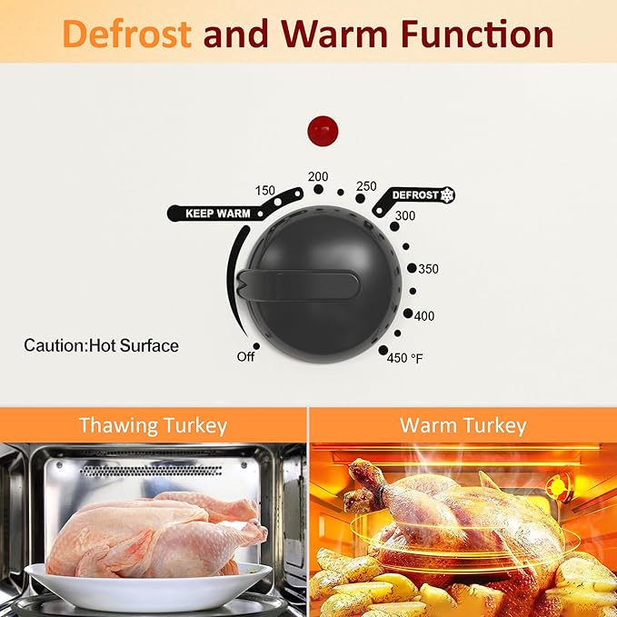 Sunvivi 26 Quart Roaster Oven, Electric Roaster Oven with Glass Lid, Turkey Roaster Buffet with Self-Basting Lid, Removable Pan, Cool-Touch Handles, White
