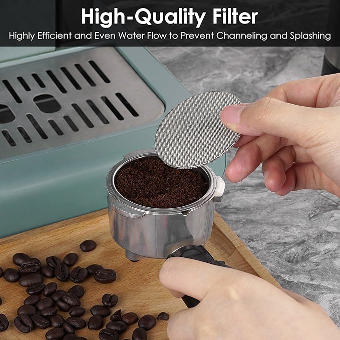 53mm Espresso Tool Set - WDT Distribution Tool, Dosing Funnel, Puck Screen & Stainless Steel Portafilter Ring Suitable for Home and Commercial Use