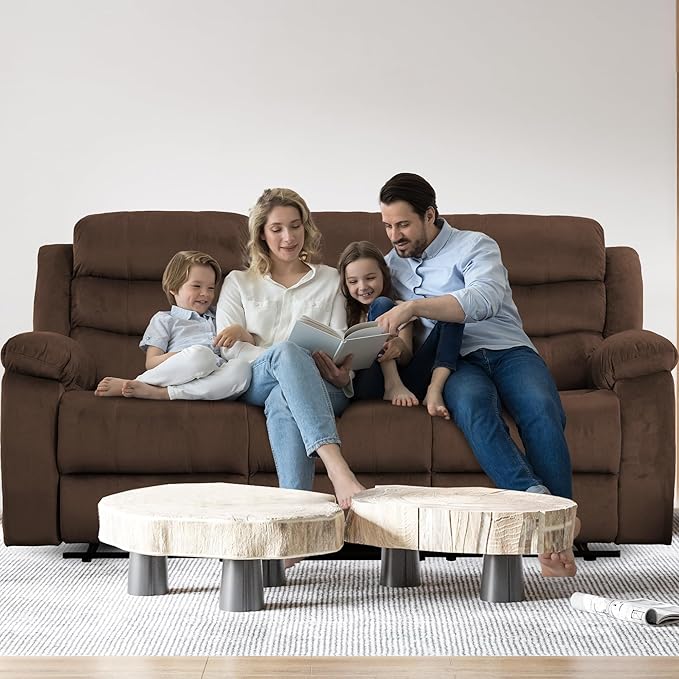 Reclining Sofa Set 3 Seater Couch Recliner, Velvet Wall Hugger Recliner Sofas for Living Room, RV, Home Theater Seating(Brown, 3 Seater Sofa)