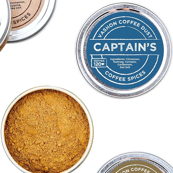 Coffee Dust Flavoring Powder, Captain's (120 Servings) – All Natural Coffee Syrup Alternative - Adds Flavor, Aroma, Taste & Whole30 Wellness to Drinks, Tea & Foods