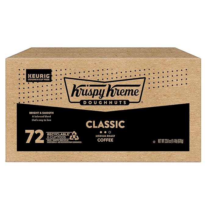 Krispy Kreme Classic, Single-Serve Keurig K-Cup Pods, Medium Roast Coffee, 12 Count (Pack of 6)