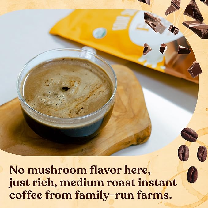 Four Sigmatic Mocha Focus Mushroom Coffee Latte | Plant-Based Organic Instant Latte with Lion’s Mane Mushroom for Focus and Mental Clarity | Made With Just 6 Organic Ingredients | 4.23 oz Bag