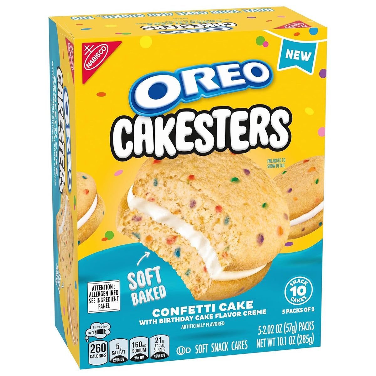 OREO Cakesters Confetti Cake Soft Snack Cakes, 5-2.02 oz Snack Packs