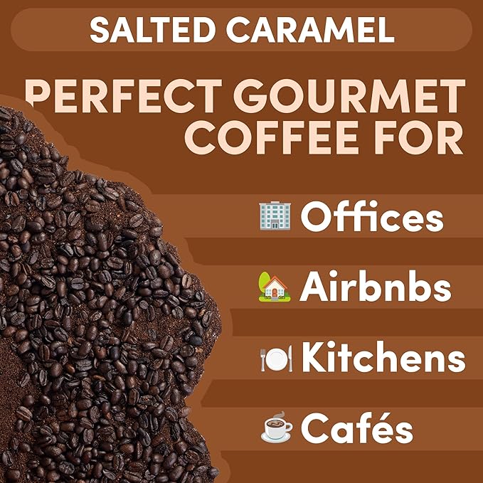 2 lb Caramel Ground Coffee | Caramel Flavored Coffee Medium Roast | Bulk Sweet Smooth Flavored Ground | Specialty Grade | 32 oz