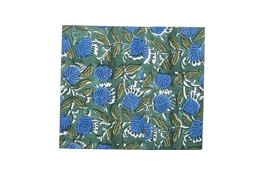 Generic 3.3 Gallon Cotton Hand Block Printed Paper Waste Basket |Small Decorative Trash Can for Housewarming Gifts in Living Room, Bedroom, Bathroom | Eco-Friendly, Plastic-Free (1, D. GREEN & BLUE)