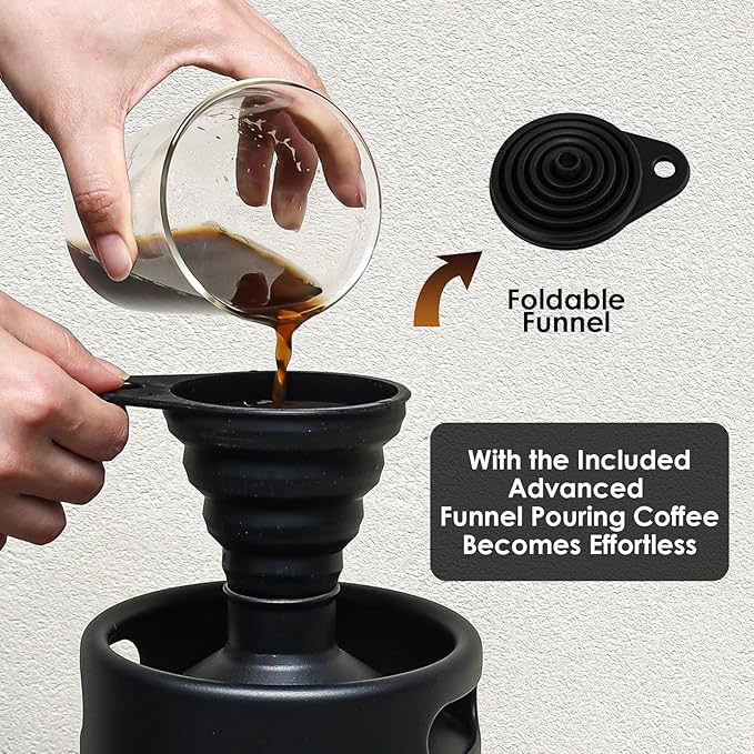 Stainless Steel 128 oz （3.8L）Nitro Cold Brew Coffee Maker - Portable Mini Keg System - with Stout Creamer Faucet Large Home Keg - Collapsible Funnel & Drip Mat