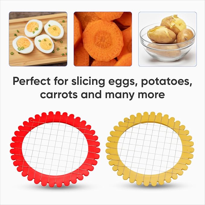 Egg Dicer for Hard Boiled Eggs - Wire Carrot, Potato & Salad Chopper Grid/Slicer, Manual - Plastic Vegetable and Fruit Chopper