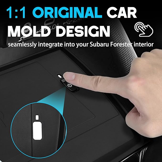 Center Console Wireless Charging Mat for 2025 Subaru Forester Accessories Non-Slip Console Inserts Charging Mats Protective Pad for Forester Waterproof Silicone Liner Black