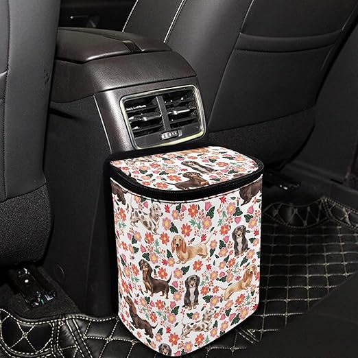 Cute Puppy Car Trash Can Leak Proof Multipurpose Trash Bin for Car Easy Installation Cars Garbage Cans Fashion Auto Interior Fit for Automotive Truck SUV