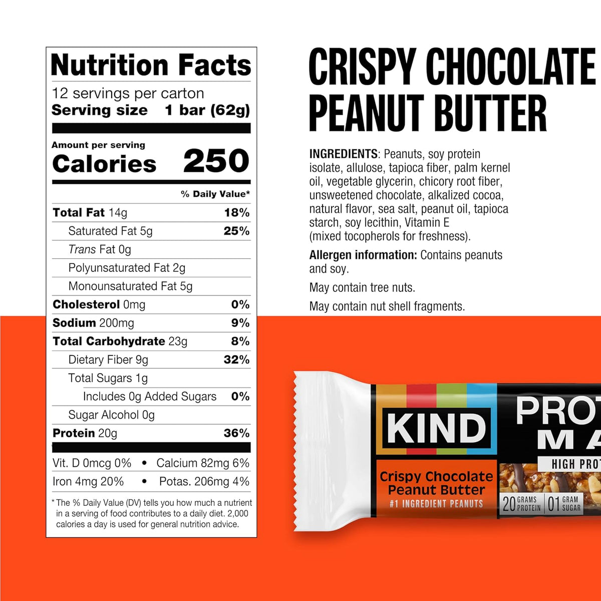 KIND Protein MAX Bars Variety Pack, Gluten Free, Low Sugar, High Fiber Snacks, Crispy Chocolate Peanut Butter, Sweet & Salty Caramel Peanut, Raspberry Cocoa, Dark Chocolate, 20g Protein, 12 Count
