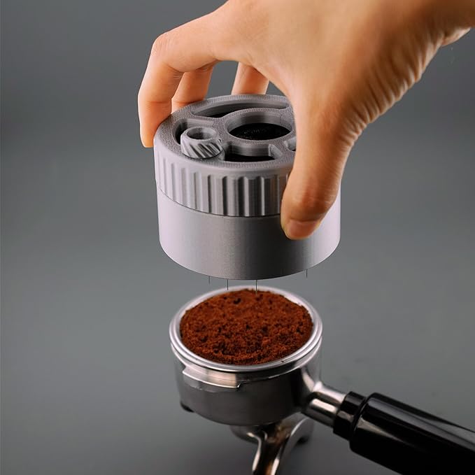Spirographic Planetary Gear Spinning Espresso WDT Tool, Espresso Needle Stirrer, Espresso Distribution Tool For 58/54/53/51MM Portafilter Baskets (Silver and Black, 58mm)
