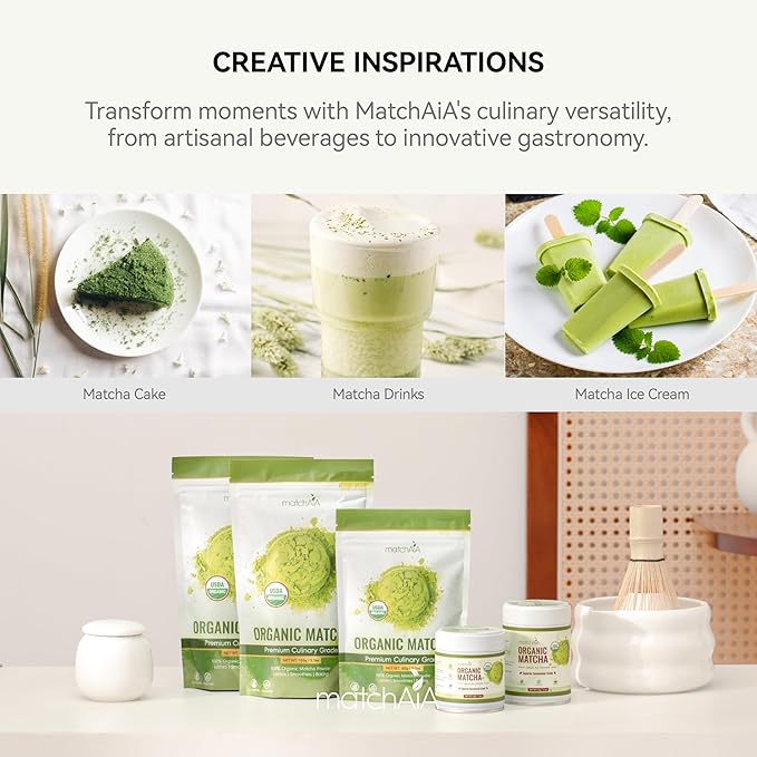 MatchAiA Organic Ceremonial Matcha Green Tea Powder - Premium Ceremonial Grade, First Spring Harvest, USDA Certified, 100% Pure - Sugar Free, Gluten Free (40g / 1.4oz Tin)