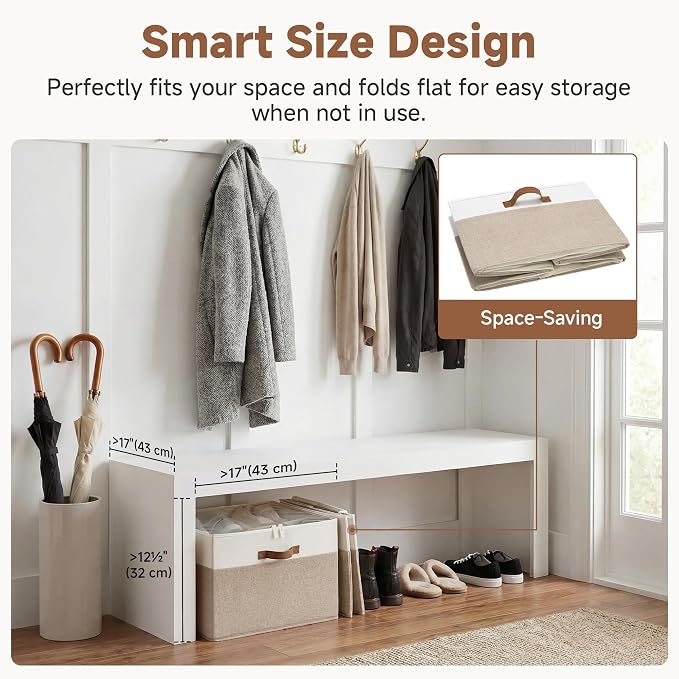 StorageWorks Shoe Organizer for Closet, Foldable Shoe Storage Box with Adjustable Dividers, Shoe Closet Organizer for Heels, Sneakers, Fits up to 16-32 Pairs, Brown & White