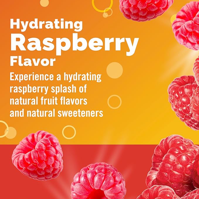 Emergen-C Hydration+ Sports Drink Mix With Vitamin C (18 Count, Raspberry Flavor), Electrolyte Replenishment, 0.33 Ounce Powder Packets