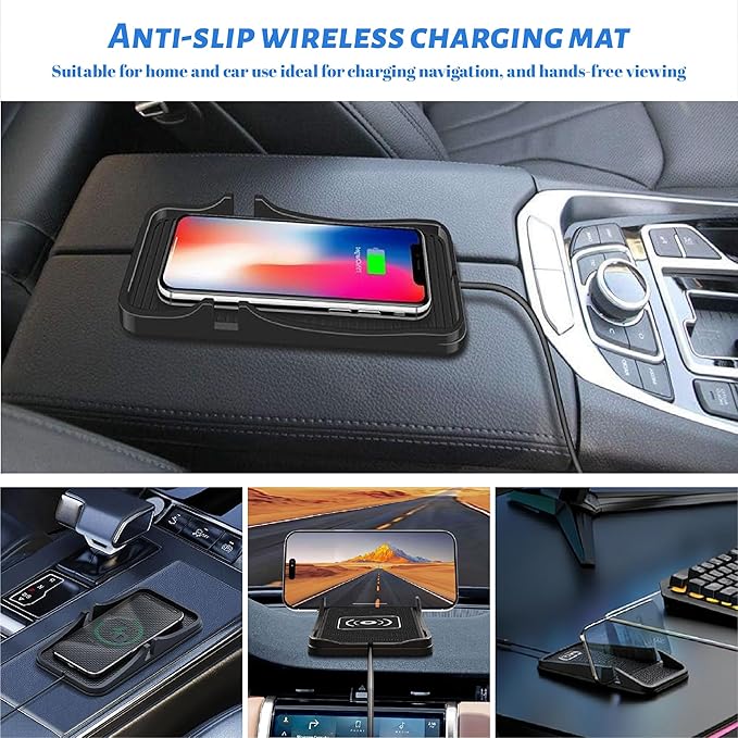 Non Slip Wireless Charger Mat for Mazda CX-5 2013-2025, Type-C/USB Car Wireless Charger Non-Slip Phone Charging Wireless Car Charger,A-USB