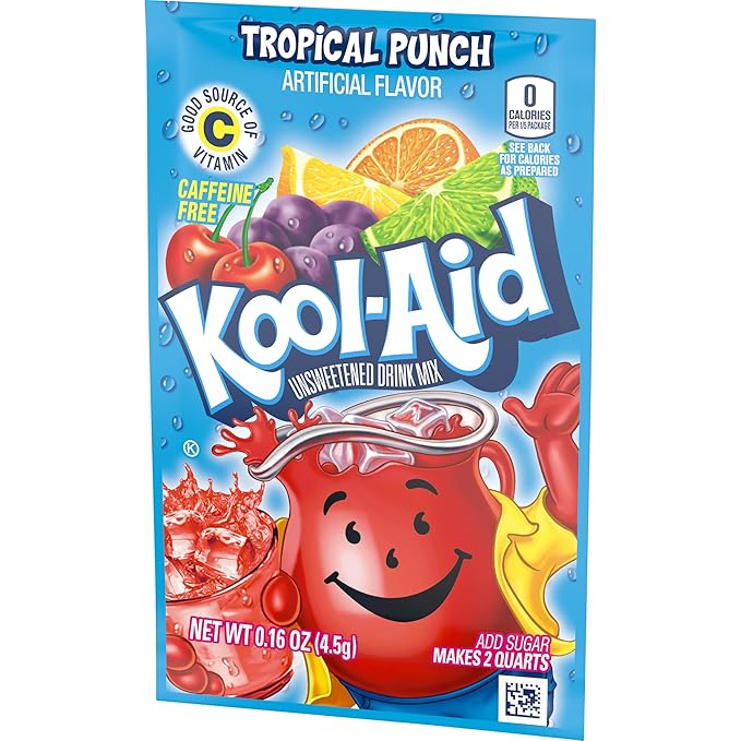 Kool-Aid Unsweetened Caffeine Free Tropical Punch Zero Calories Powdered Drink Mix 192 Count Pitcher Packets