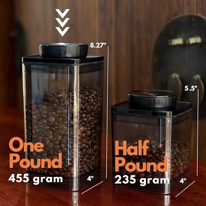 ANKOMN Coffee Vacuum Container, Patented Turn-n-Seal Canister Features the Airtight Vacuum Sealed Rubber and Inner Plate, Holding the Vacuum and Keeping Your Coffee Fresh Longer (One Pound)